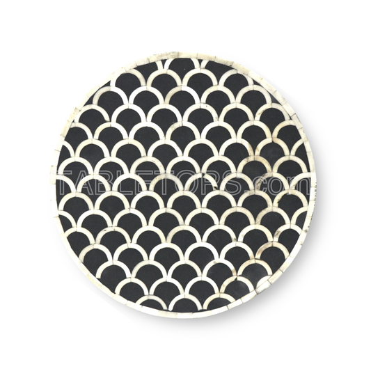 Fish Scale Design Bone Inlay Tabletop made with mdf/ply & real bone inlay  for Living room | Home Decor | Interior Styling